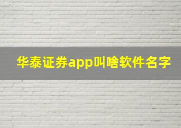 华泰证券app叫啥软件名字