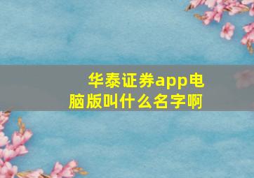 华泰证券app电脑版叫什么名字啊