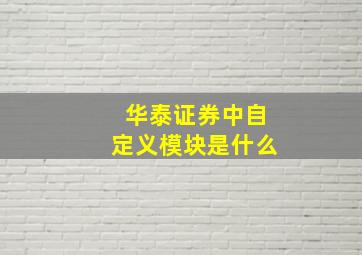 华泰证券中自定义模块是什么