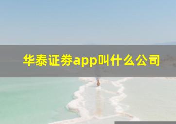 华泰证劵app叫什么公司