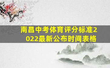 南昌中考体育评分标准2022最新公布时间表格