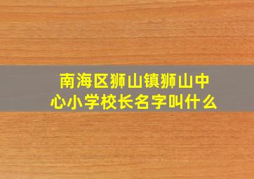 南海区狮山镇狮山中心小学校长名字叫什么