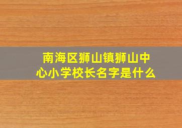 南海区狮山镇狮山中心小学校长名字是什么