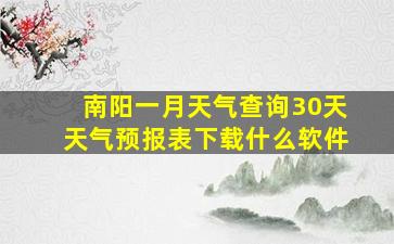 南阳一月天气查询30天天气预报表下载什么软件