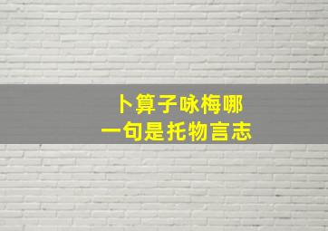 卜算子咏梅哪一句是托物言志