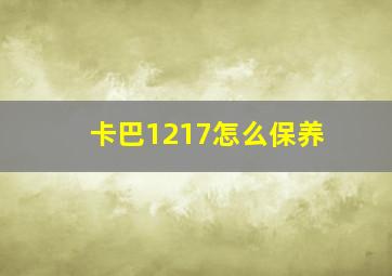 卡巴1217怎么保养