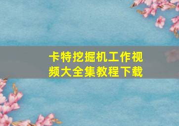 卡特挖掘机工作视频大全集教程下载