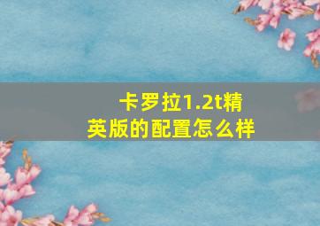 卡罗拉1.2t精英版的配置怎么样