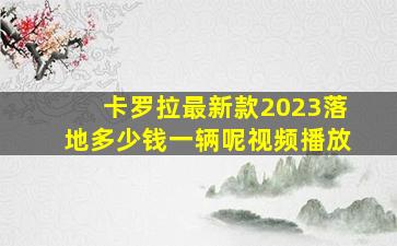 卡罗拉最新款2023落地多少钱一辆呢视频播放