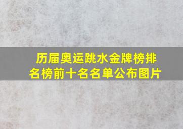 历届奥运跳水金牌榜排名榜前十名名单公布图片