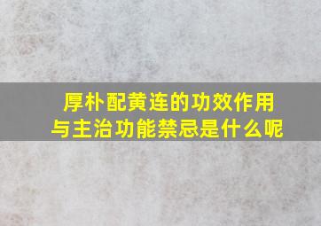 厚朴配黄连的功效作用与主治功能禁忌是什么呢