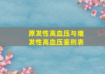 原发性高血压与继发性高血压鉴别表