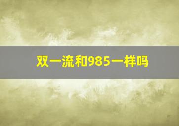 双一流和985一样吗