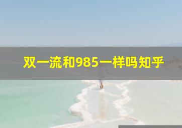 双一流和985一样吗知乎