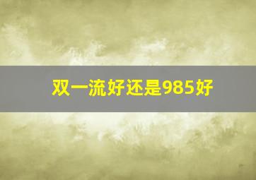 双一流好还是985好