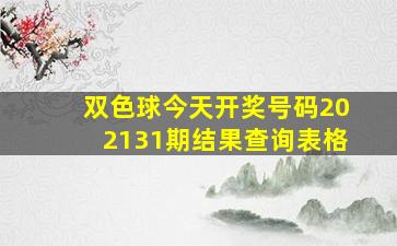 双色球今天开奖号码202131期结果查询表格