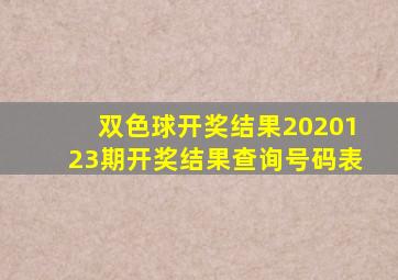 双色球开奖结果2020123期开奖结果查询号码表