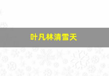 叶凡林清雪天