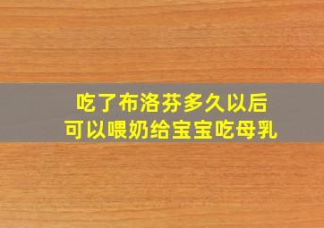 吃了布洛芬多久以后可以喂奶给宝宝吃母乳