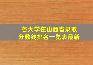 各大学在山西省录取分数线排名一览表最新