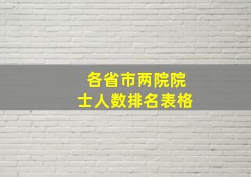 各省市两院院士人数排名表格