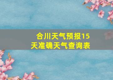 合川天气预报15天准确天气查询表