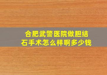 合肥武警医院做胆结石手术怎么样啊多少钱