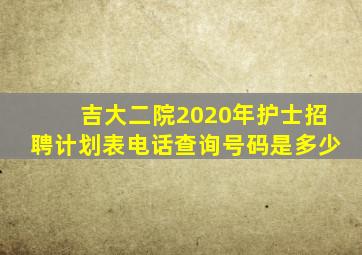 吉大二院2020年护士招聘计划表电话查询号码是多少