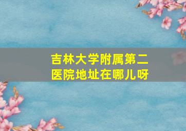 吉林大学附属第二医院地址在哪儿呀