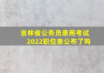 吉林省公务员录用考试2022职位表公布了吗