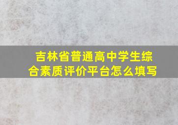 吉林省普通高中学生综合素质评价平台怎么填写