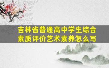 吉林省普通高中学生综合素质评价艺术素养怎么写