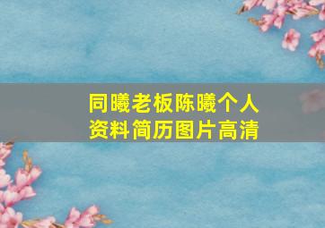 同曦老板陈曦个人资料简历图片高清