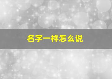 名字一样怎么说