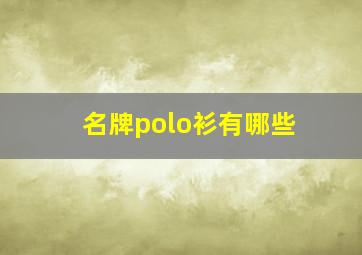 名牌polo衫有哪些