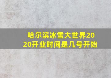 哈尔滨冰雪大世界2020开业时间是几号开始