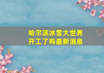 哈尔滨冰雪大世界开工了吗最新消息