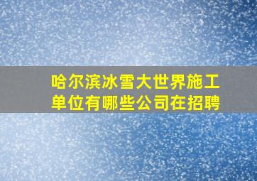 哈尔滨冰雪大世界施工单位有哪些公司在招聘