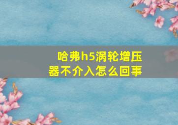 哈弗h5涡轮增压器不介入怎么回事