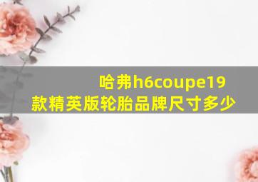 哈弗h6coupe19款精英版轮胎品牌尺寸多少