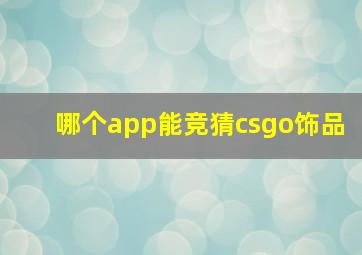 哪个app能竞猜csgo饰品