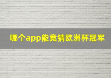 哪个app能竞猜欧洲杯冠军