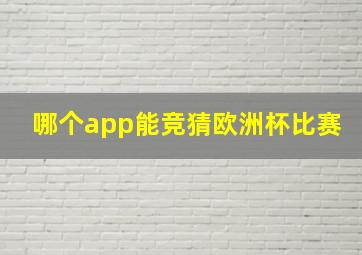 哪个app能竞猜欧洲杯比赛