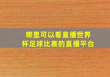 哪里可以看直播世界杯足球比赛的直播平台