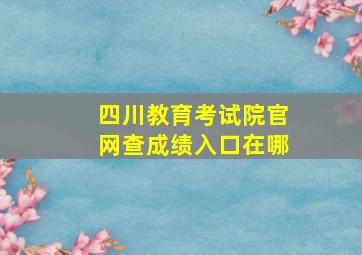 四川教育考试院官网查成绩入口在哪