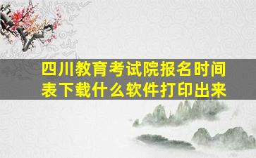 四川教育考试院报名时间表下载什么软件打印出来