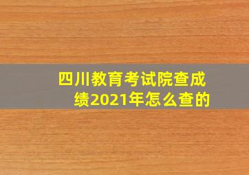 四川教育考试院查成绩2021年怎么查的