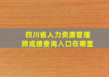 四川省人力资源管理师成绩查询入口在哪里