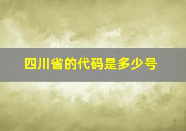 四川省的代码是多少号