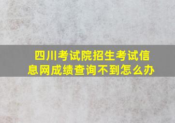 四川考试院招生考试信息网成绩查询不到怎么办